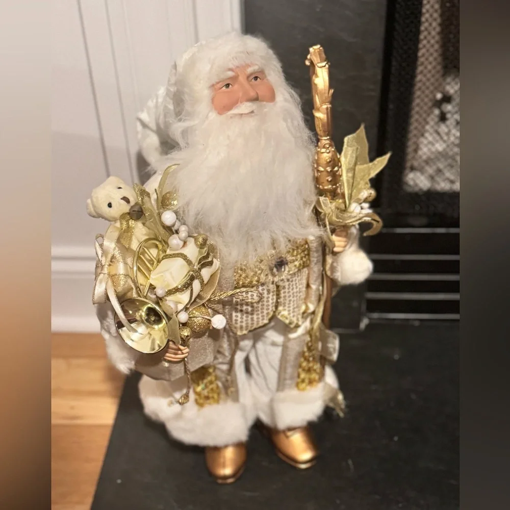 45CM Christmas Holiday Gift Gold Sequin Santa